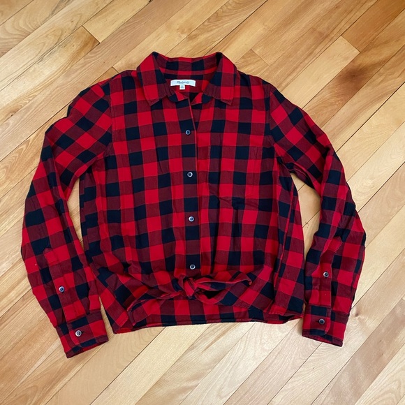 Madewell tie front flannel in buffalo check XS - Picture 11 of 13